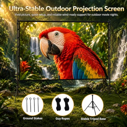 Towond 120 Inch Portable Projector Screen with Stand, 4K HD Indoor Outdoor Movie Display