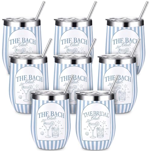 Sliner 12oz Beach Bachelorette Tumbler Set – 8-Piece with Lids