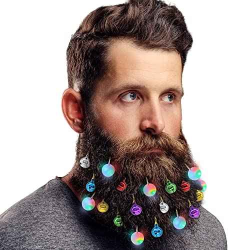 Set of 20 Beard Ornaments, 4 Christmas Light Decorative Balls and 16 Christmas tinting Bells, Great, New Year Gift.