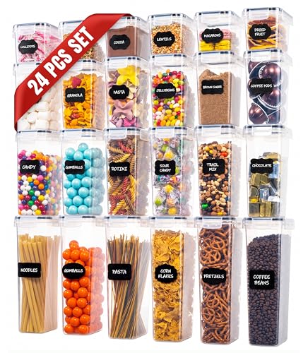 Oizeir 24-Pack Airtight Food Storage Containers with Lids - Pantry Organization