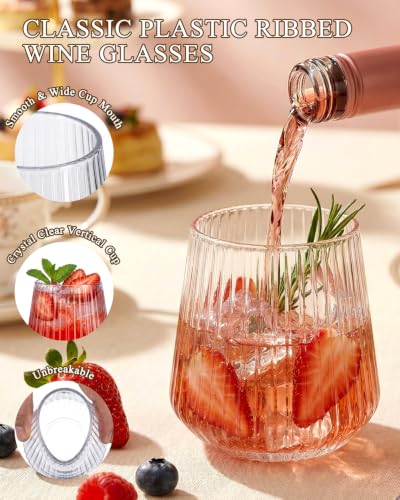 Ciaell 30 Pack Clear Plastic Stemless Wine Glasses for Weddings & Outdoor Events