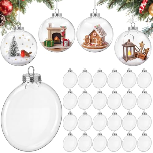 Wettarn 25 Pcs 6-inch Clear Plastic Ornament Discs with Silver Rope for DIY Christmas & Holiday Decor