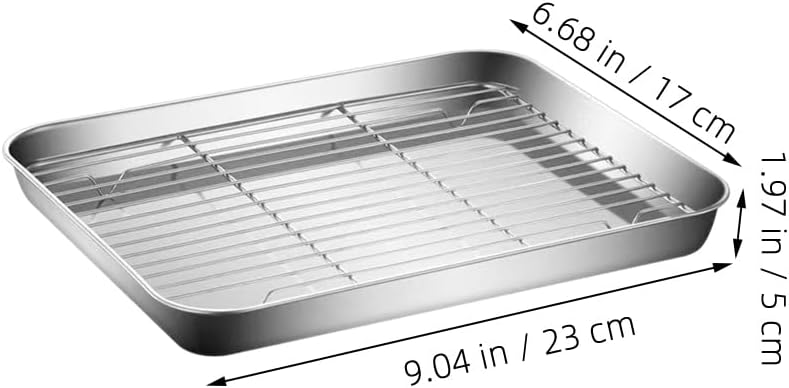 LALAFINA Nonstick Deep Baking Sheet with Wire Cooling Rack - 9.05" x 6.69" x 1.96" for Cooking & Grilling