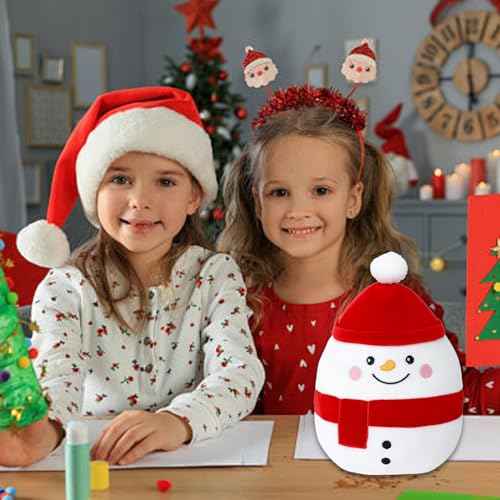 Snowman Plush Toy Snowman Stuffed Animal Cute Christmas Snowman Plushies Pillow Soft Plushie Doll Gifts for Kid Decor, Christmas Snowman Plush(11 Inch)
