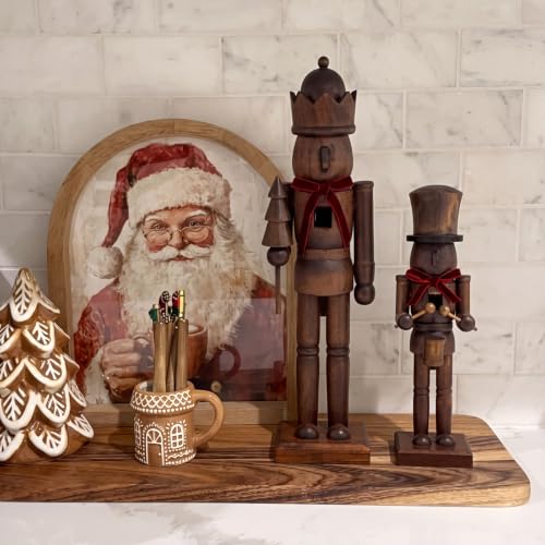 Dark Walnut Finish Wooden Nutcracker Set - 2 Pcs Christmas Decor