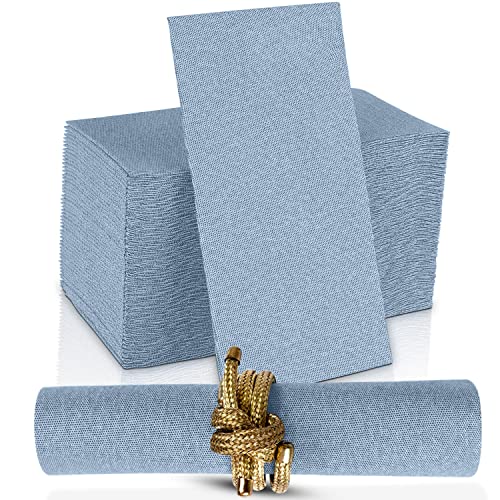 NAPEREE Disposable Cloth-Like Paper Napkins 200 Pack 12x17 Blue Denim - Elegant Dinner & Party Tableware