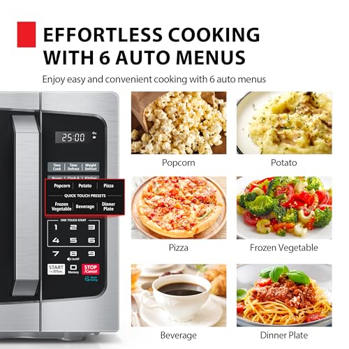 TOSHIBA 0.9 Cu.Ft Silver Microwave Oven with 900W Power, Child Lock & Preset Menus