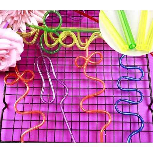 24 Pcs Crazy Straws, Reusable Plastic Loop Curly Fun Straws for Classroom Activities, Valentine¡¯s Day Gift, Christmas Birthday Party Supplies Decoration