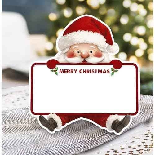 50pcs Christmas Place Cards for Table Setting Santa Claus Table Name Cards for Holiday Party Buffet Dinner Tented Foldable (Santa Claus)