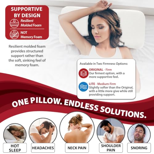 Therapeutica Ergonomic Cervical Pillow for Neck Pain Relief - White, Average, Firm Support