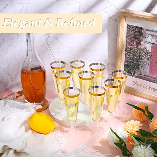 CHENGU Gold Rim Disposable Champagne Flutes 5 oz Pack of 200 for Weddings & Parties