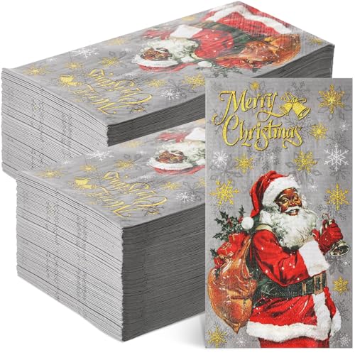 Cholemy Santa Claus Christmas Guest Napkins - 200 Pcs, 2-Ply Paper Towels
