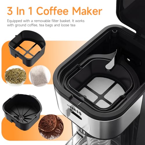 WATO FT Black Iced Coffee Tea Maker with Reusable Filter 3QT Pitcher