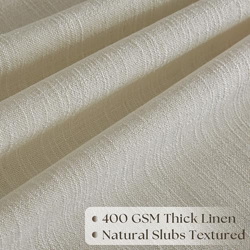 Linen / 100W x 90L Extra Wide Pleated Curtain Panel - Rustic Linen Look