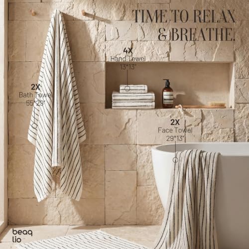 White Cotton Bath Towel Set 8 Pieces - Soft, Absorbent, Quick-Dry