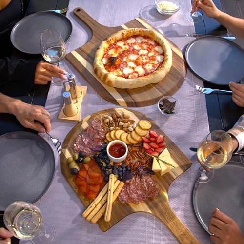KitchenStar 16-Inch Wooden Pizza Peel - Extra Large Acacia Paddle for Pizza & Serving, Handled Pizza Board
