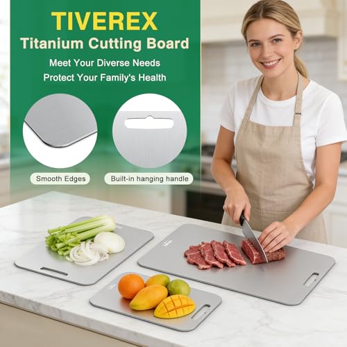 Titanium Cutting Board Set of 3 - 18 x 12 Inches, Food-Grade, Double Sided Kitchen Chopping Boards