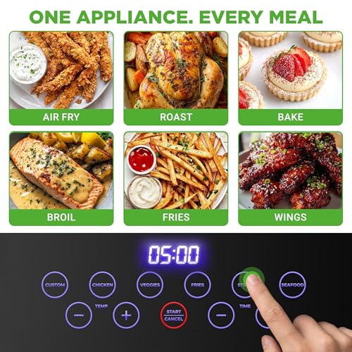 NutriChef 7.5 Quart Family Size Air Fryer with Glass Bowl - White