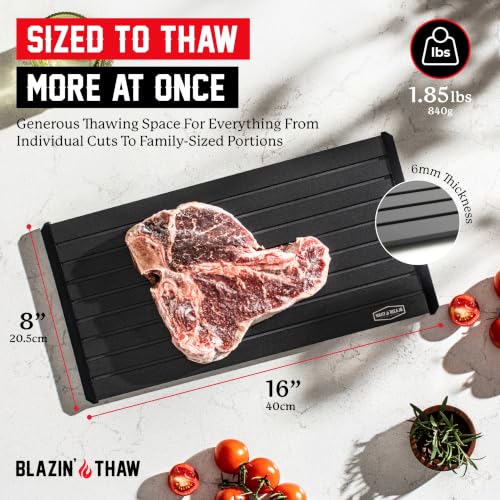 Black 16" Aluminium Defrosting Tray for Frozen Meat - Natural Thawing Plate