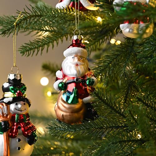 Valery Madelyn Christmas Glass Ornaments Set - 4 Decorative Holiday Balls