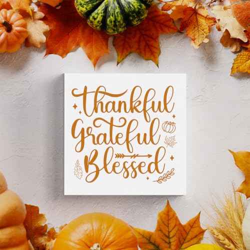 HTBIG Thanksgiving Decor Thankful Gratefulbl Blessed Home Desktop Wooden Box Signs Applies To Room Indoor Office 5 x 5 Inch