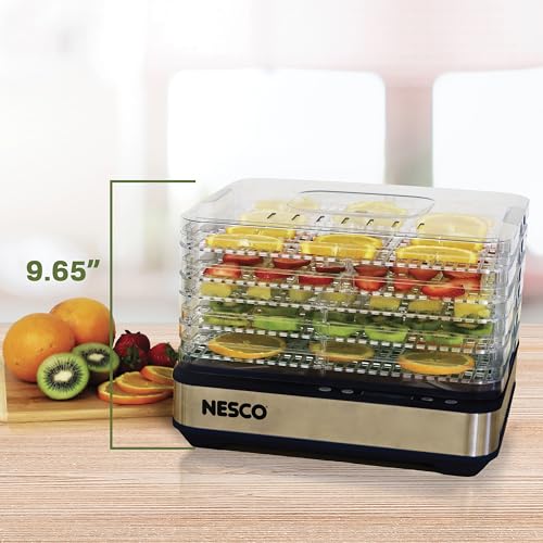 NESCO Food Dehydrator with 5 BPA-Free Trays, Adjustable Temp, Compact Kitchen Appliance