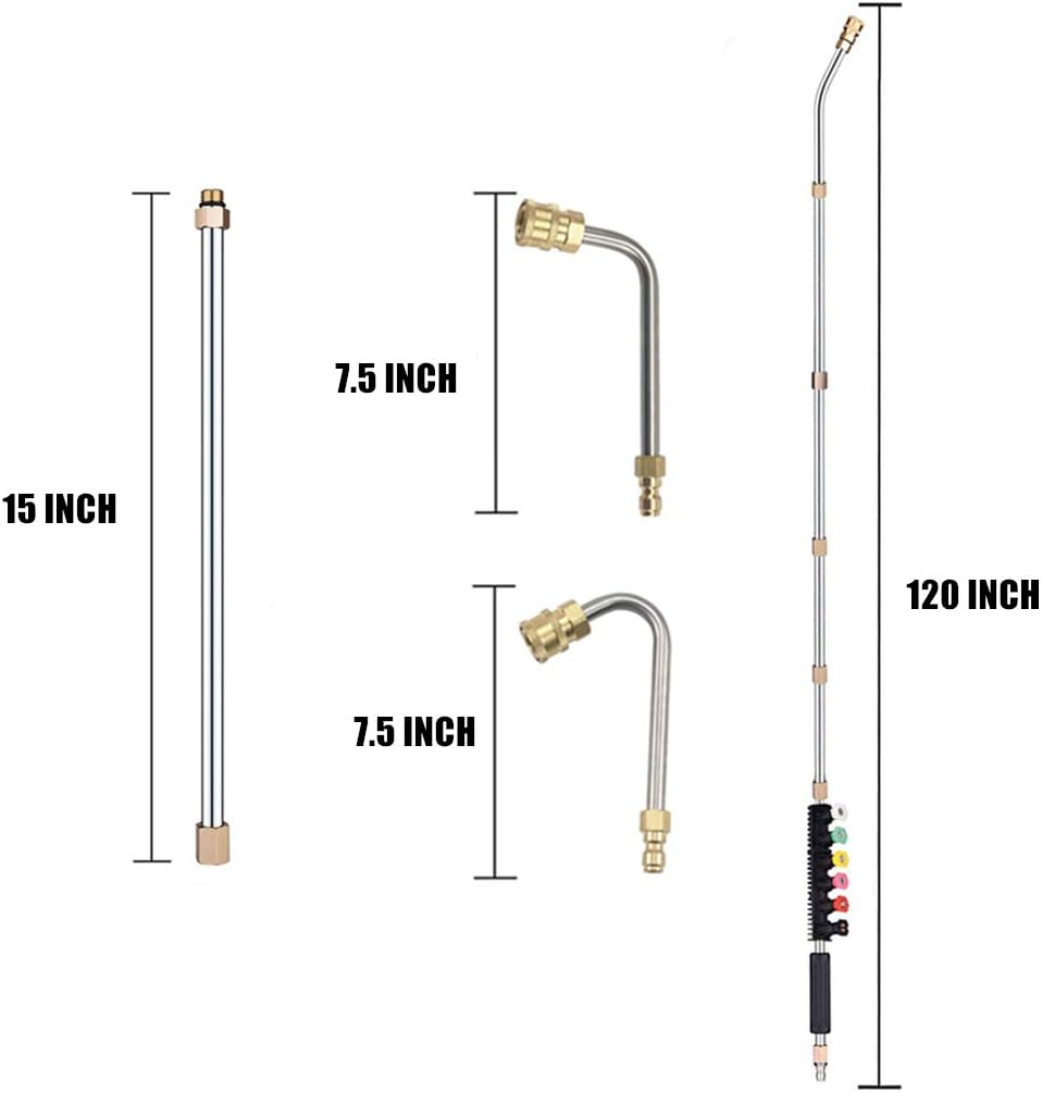 Selkie 120-Inch Stainless Steel Pressure Washer Extension Wand - Durable Lance with Spray Nozzle Tips & Quick Connect