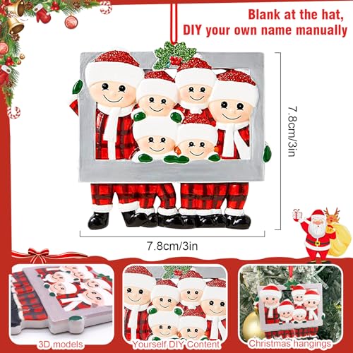 Personalized Christmas Ornament 2025, Christmas Tree Ornament, Frame Personalized Happy Family Made of Ceramic, Christmas DIY Name Hanging Pendant, Cute Tree Decorations (Family of 4)