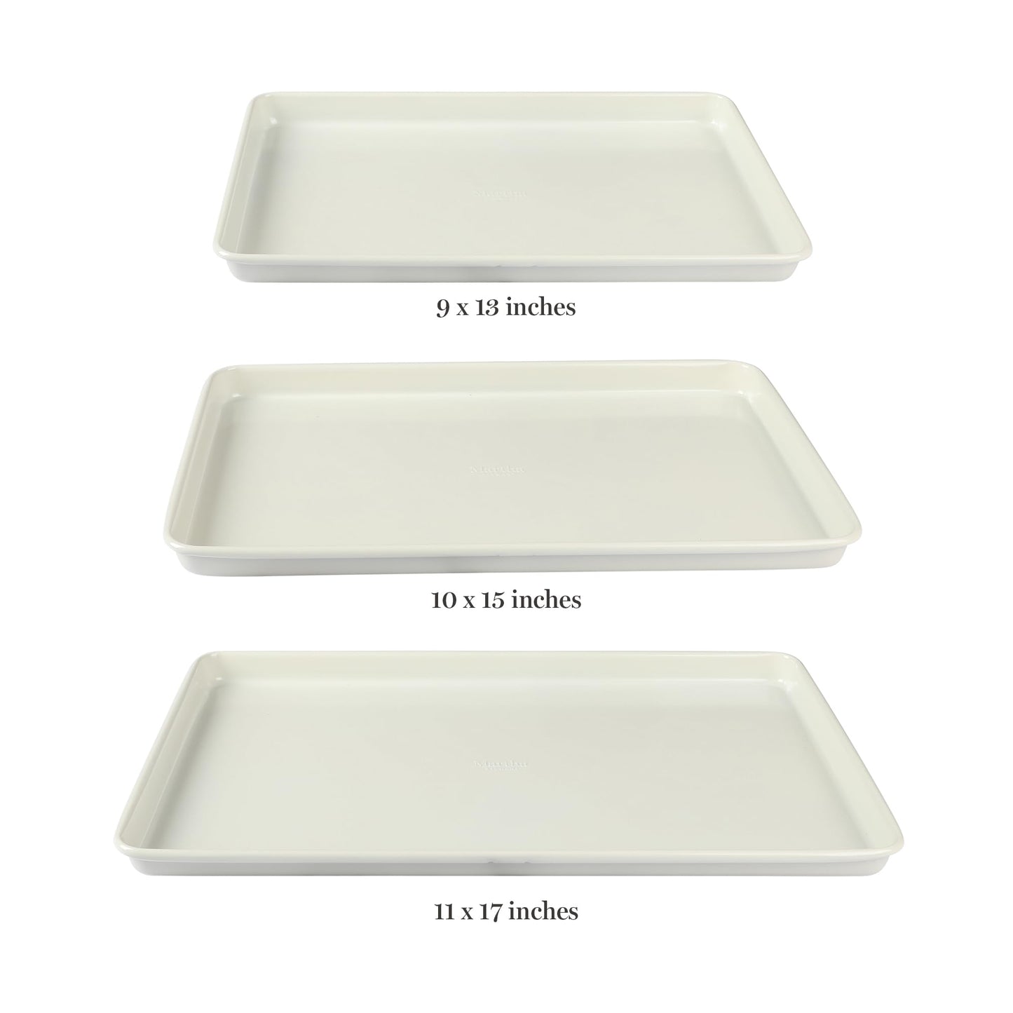 Martha Stewart Gallen 3-Piece Cookie Sheet Set – 13", 15", 17" Baking Pans, Ceramic Nonstick, PFA-Free, Carbon Steel – Oven Safe to 450°F, Warp-Resistant, Easy to Clean - Linen White