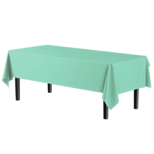 Exquisite Party Solids 6-Pack Premium Plastic Tablecloth 54in. x 108in. Rectangle Plastic Table Cover - Mint