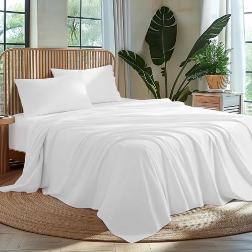 Queen White Egyptian Cotton 1000 Thread Count Bed Sheet Set - Luxury & Soft