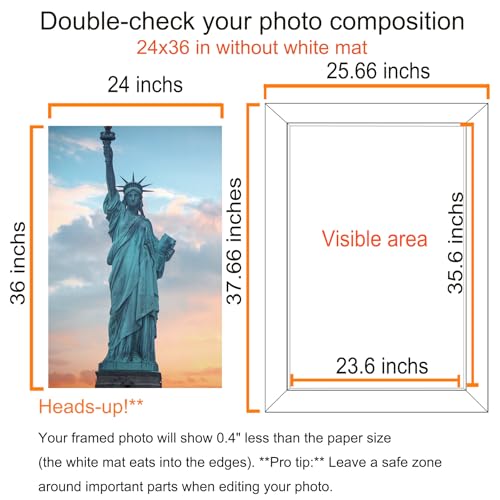 SESEAT Black 24x36 Wall Picture Frames Set of 6 for Gallery Wall, No Mat