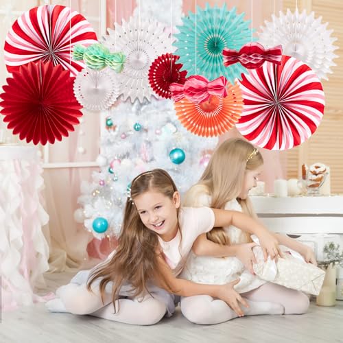 Candy Party Christmas Hanging Paper Fans – Easy Joy Candy Ornament for Ceiling Décor (Variation: Candy Party for Christmas)