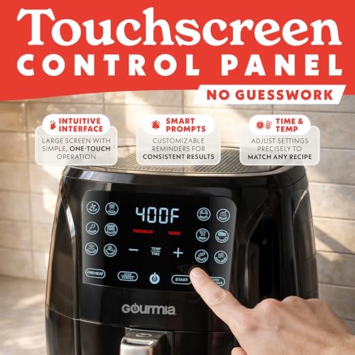 Gourmia 6 Quart Air Fryer Black - 12 Presets, Family Size, Nonstick Basket