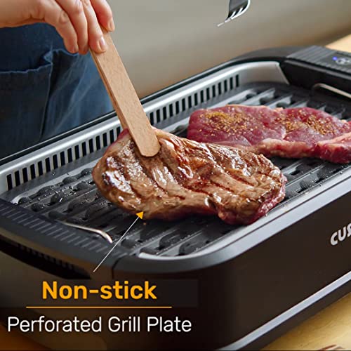 CUSIMAX Black Indoor Smokeless Electric Grill 1500W with Single Plate