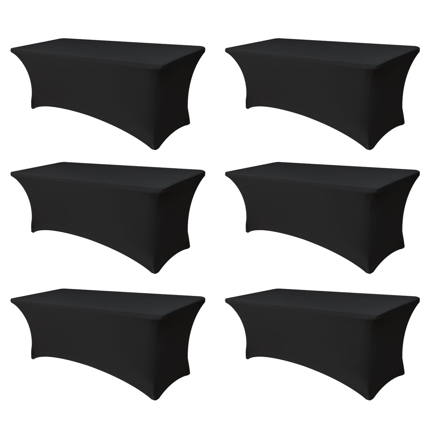Enjoyidea Spandex Table Cover for 6 foot Rectangle Tables-6 Pack Fitted Stretch Black Tablecloth-Elastic 6ft Folding Tablecloths for Party, Vendor Booth Display, Banquet Buffet Event, Craft Trade Show