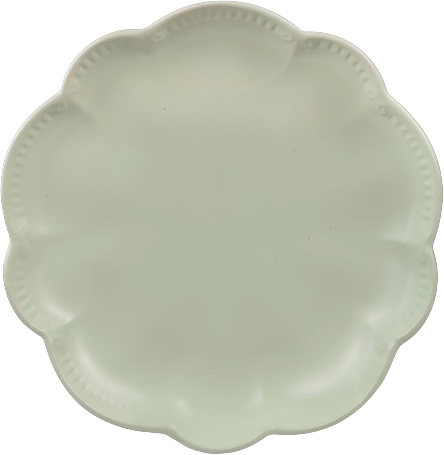 Sango 12-Piece Scalloped Dinnerware Set - Sage Green Ceramic Dishes for 4 | Chip Resistant & Dishwasher Safe