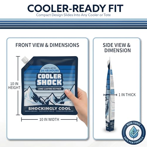 Reusable Ice Packs for Coolers - Add Water/Medium 4 Pack - Long Lasting Cold Freezer Packs for Camping, Fishing, Road Trips, Beach