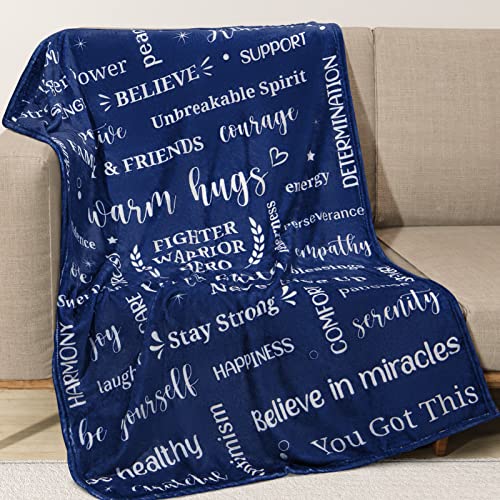 Navy Blue Get Well Soon Gift Basket for Men - Care Package with Blanket Socks Stress Ball & More