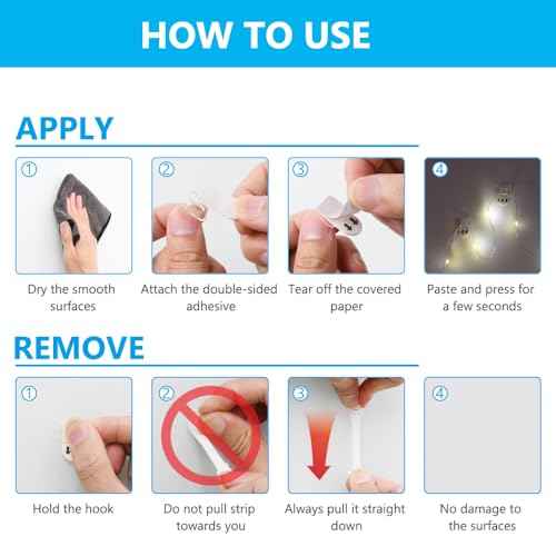 Ainiv 3-Packs Indoor Mini Light Clips, Damage Free Hanging Christmas String Light Hooks with Adhesive Strips, Clear Wall Clips for Hanging Lights Xmas Decor and Cables, 60 Clear Clips and 60 Strips