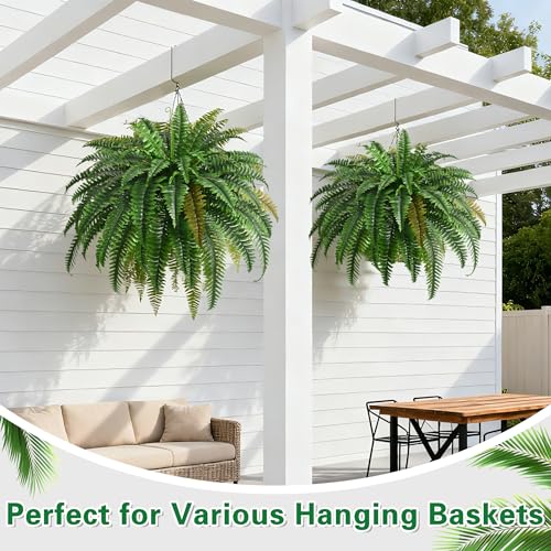 Waipfaru 2PCS 45in UV-Resistant Faux Ferns Outdoor Artificial Plants for Porch & Patio