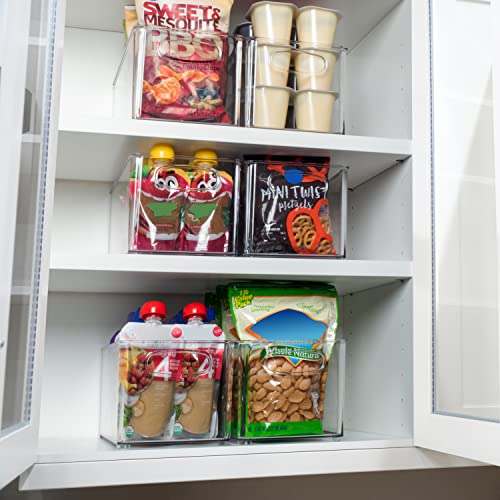 4 Pack Clear Plastic Storage Bins for Kitchen Pantry & Closet Organization