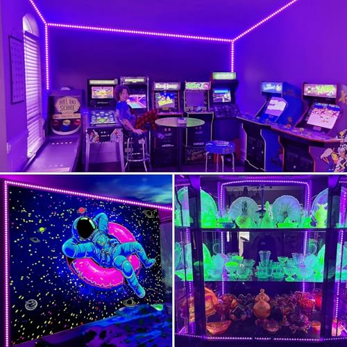 THECHAM 80ft Black Light LED Strip with Remote, Dimmable & Cuttable - Indoor Party & Body Paint Lighting