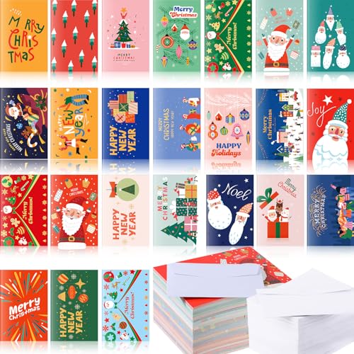Zhanmai 360-Pack Christmas Card Set with 360 White Envelopes – 24 Designs, 6 x 4 Inches