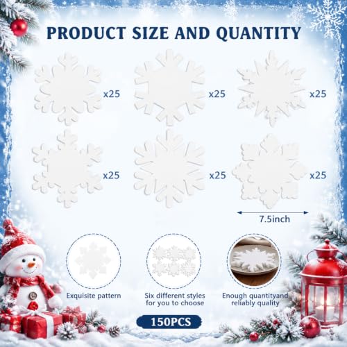 Tenceur 150Pcs White Snowflake Parchment Paper Sheets for Cheese