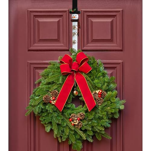 2-Pack Metal Candy Cane & Snowman Wreath Hangers for Front Door - Red, White, Black