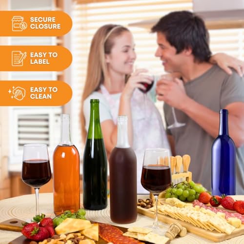 750ml Cobalt Blue Wine Bottles with Cognac Corks, 48-Pack W5 Bordeaux