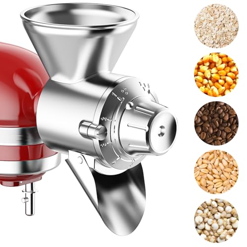 GVODE Silver Grain Mill Attachment for KitchenAid Stand Mixer - Flour Grinder
