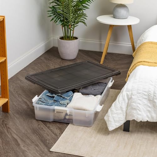 Weatherpro 47 Qt Underbed Storage Bin with Gasket Lid - Gray/Clear, Secure Latches