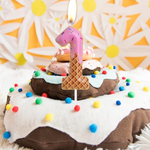 2nd Birthday Candle Sweet Ice Cream Number 2 Candle for Birthday Cake Women 2nd Birthday Party Candle Macaron Cake Decoration Birthday Candle Macaron Donut Party Decorations for Birthday